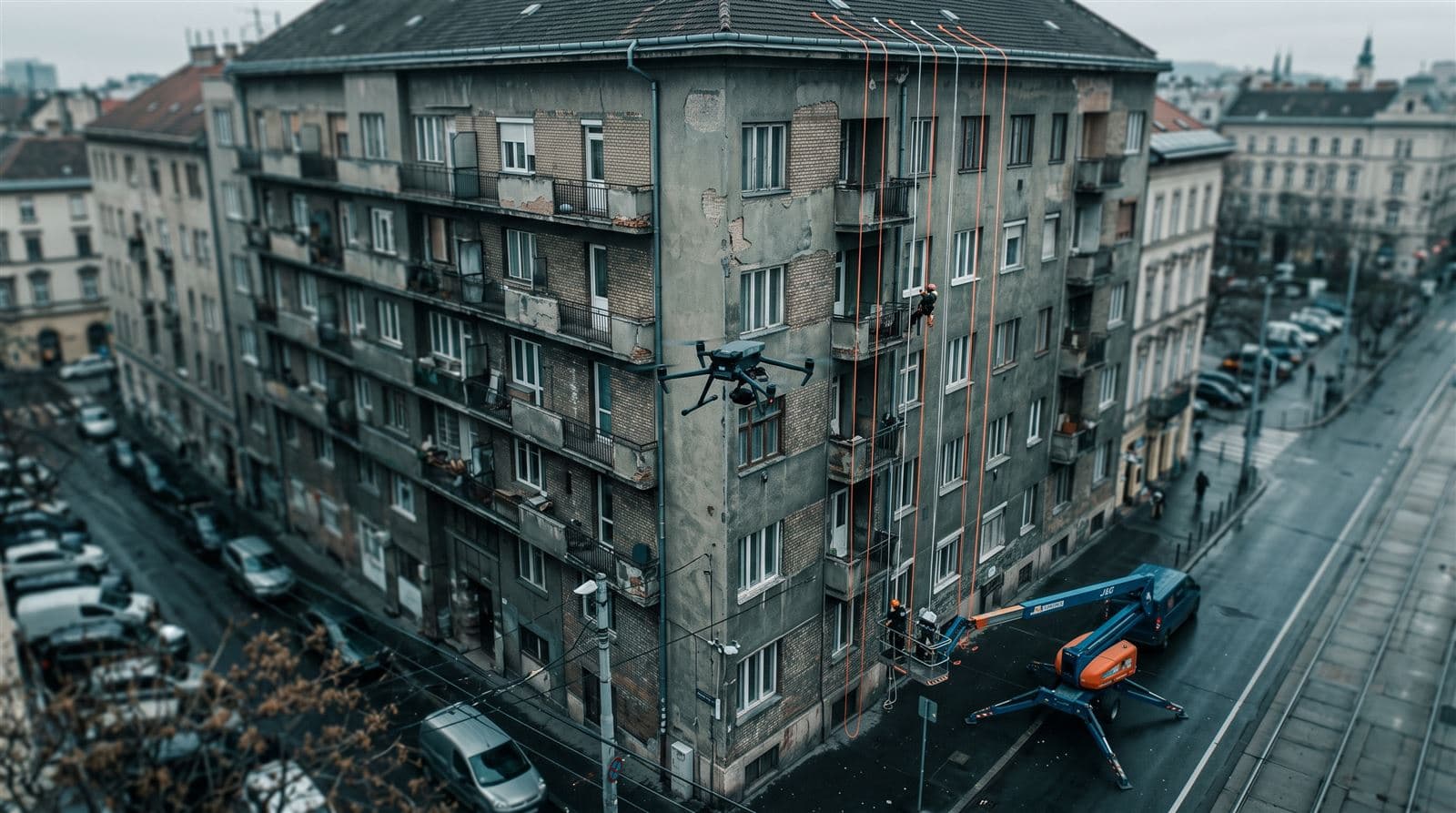Dron, alpinista czy zwyżka: koszt, czas i ryzyko przeglądu dachu i elewacji