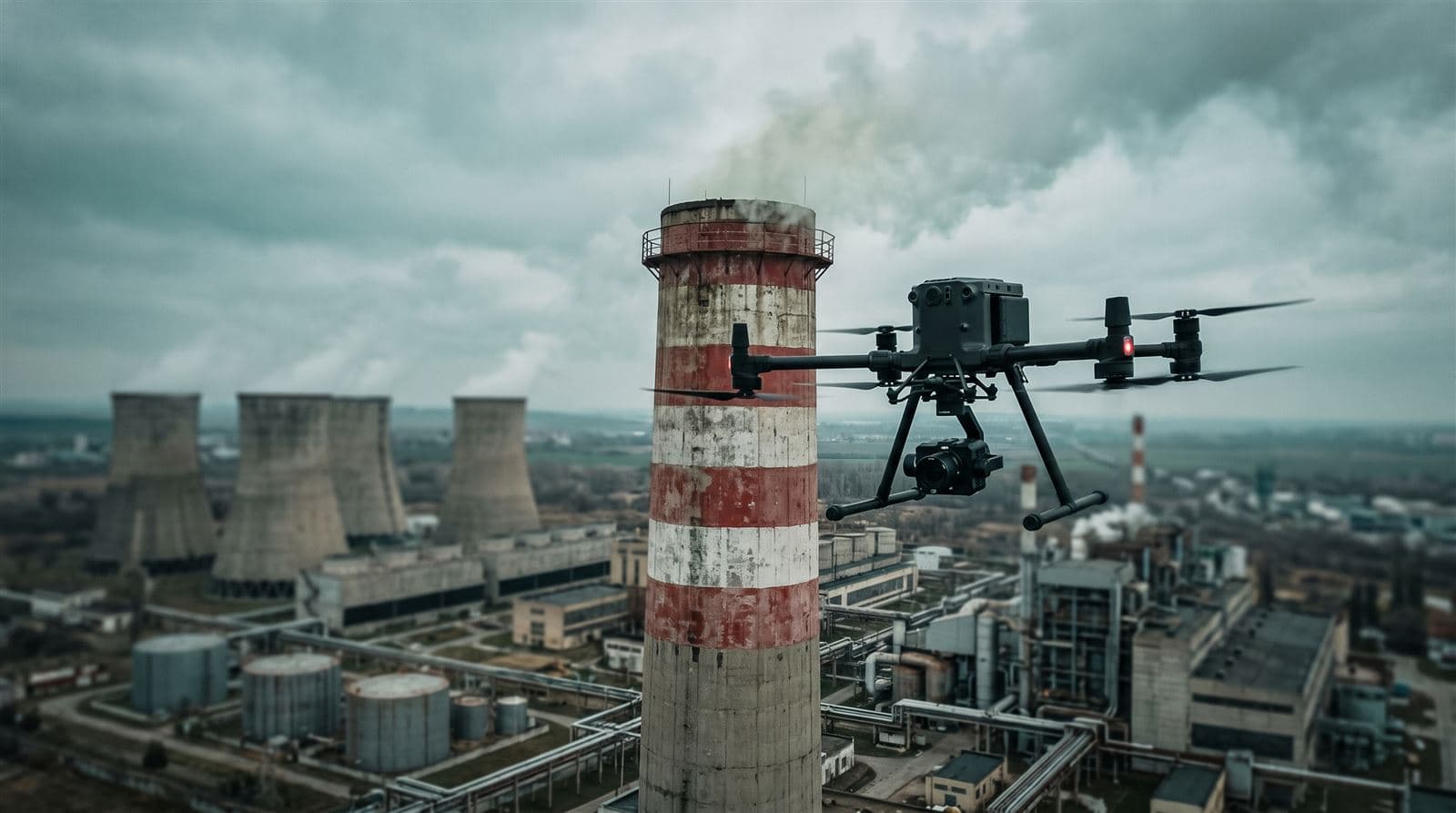 Inspekcja komina przemysłowego dronem: przegląd bez wyłączania instalacji