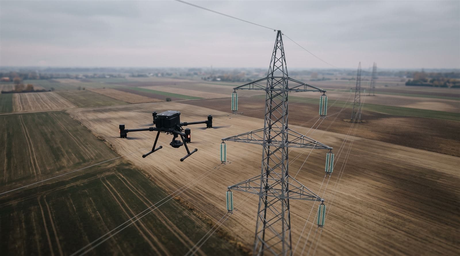 Inspekcja linii energetycznych dronem: termowizja złączy, izolatory i wegetacja pod linią