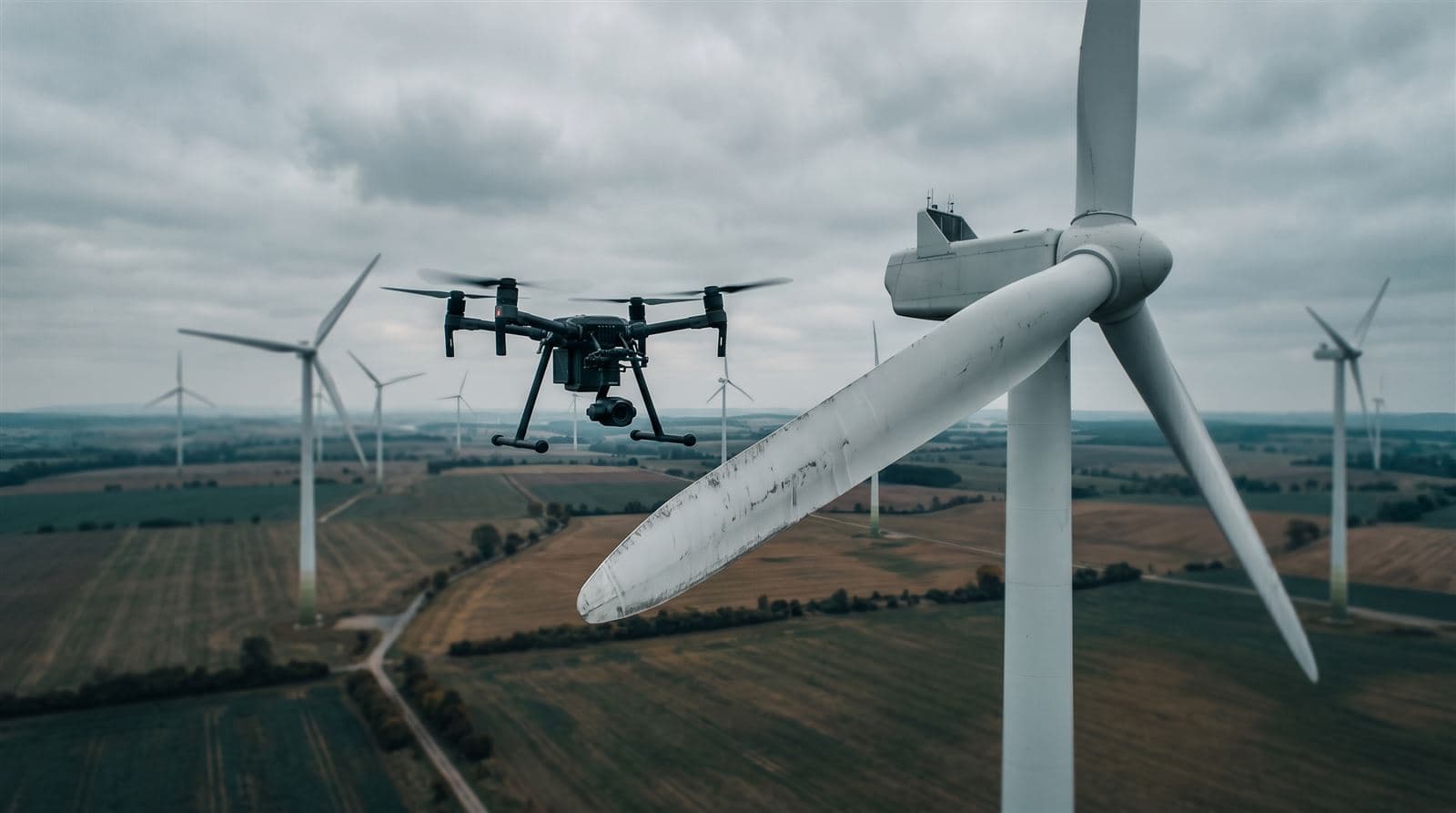 Inspekcja łopat turbin wiatrowych dronem: czas, koszt postoju i granice metody