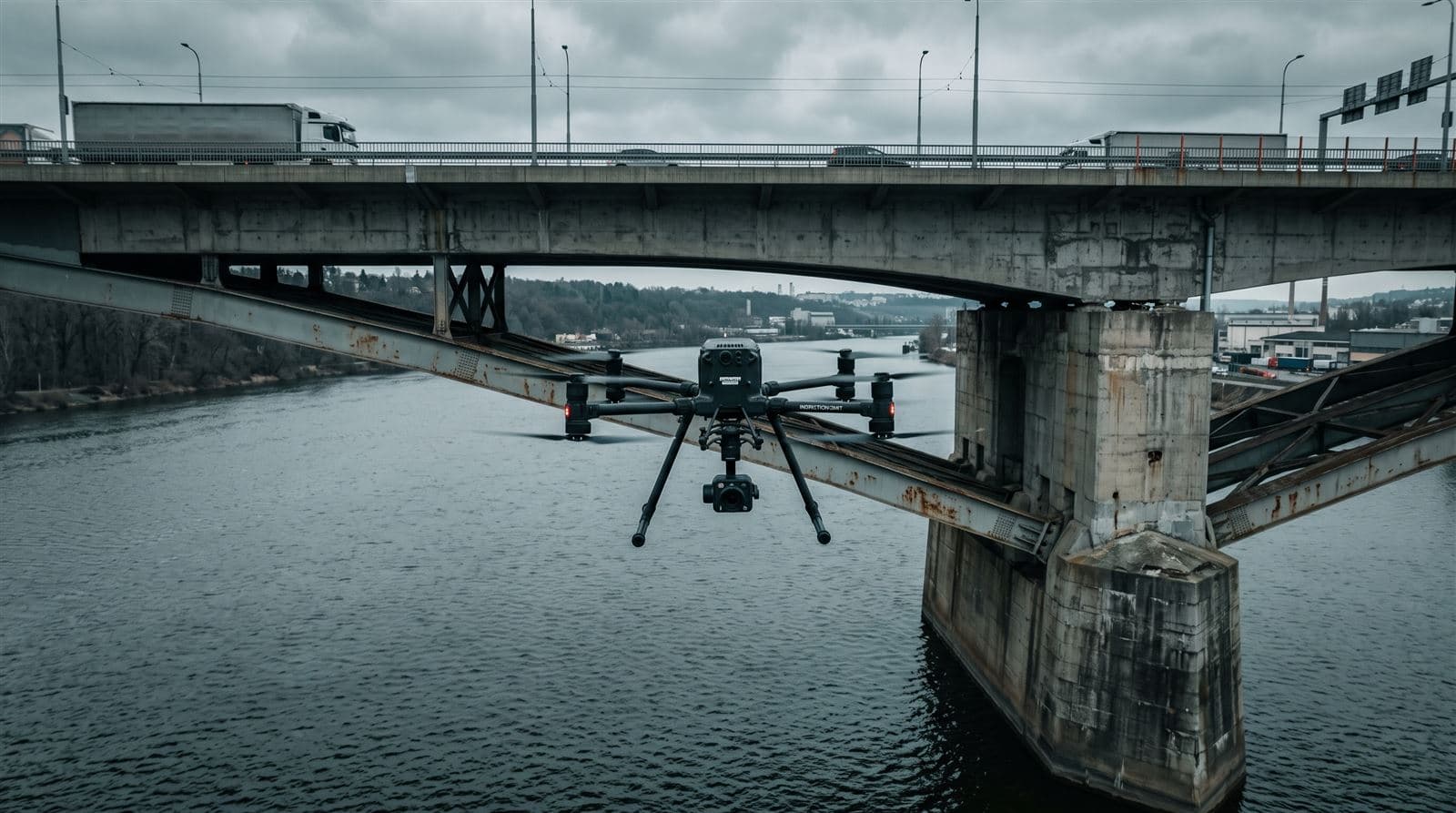 Inspekcja mostów i wiaduktów dronem: pęknięcia i korozja pod przęsłem bez zamykania ruchu